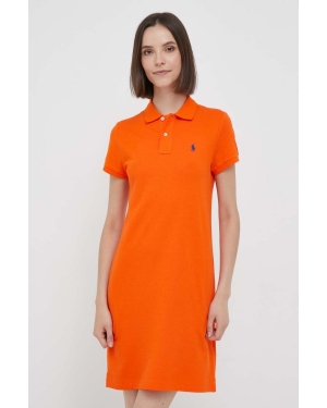 Polo Ralph Lauren sukienka bawełniana kolor pomarańczowy mini prosta
