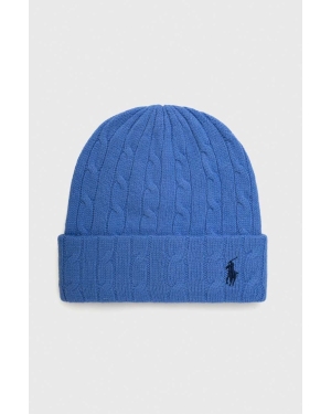 Polo Ralph Lauren czapka wełniana kolor niebieski wełniana