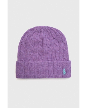 Polo Ralph Lauren czapka wełniana kolor fioletowy wełniana