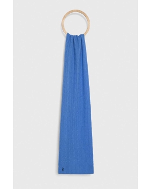 Polo Ralph Lauren szalik wełniany kolor niebieski gładki