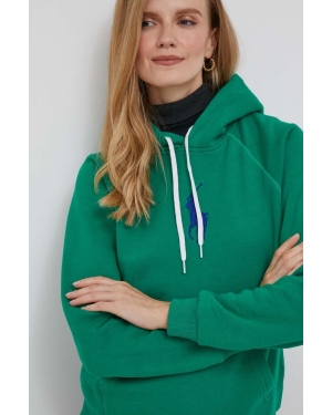 Polo Ralph Lauren bluza damska kolor zielony z kapturem z aplikacją
