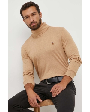 Polo Ralph Lauren sweter bawełniany kolor beżowy lekki z golferm