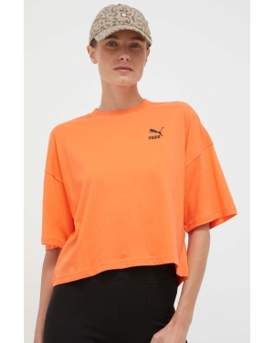 Puma t-shirt bawełniany kolor pomarańczowy