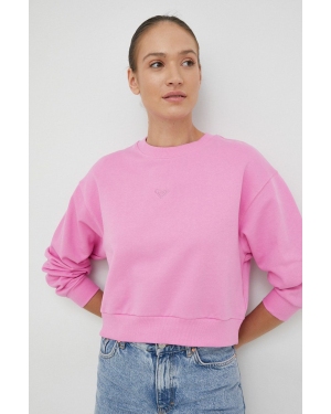 Roxy bluza bawełniana damska kolor różowy gładka