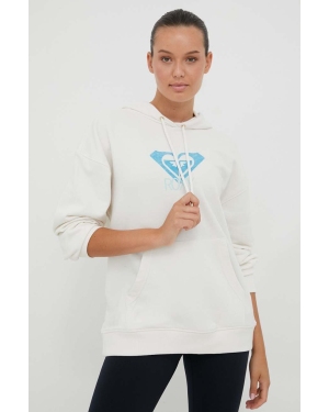 Roxy bluza x Lisa Andersen damska kolor beżowy z kapturem z nadrukiem