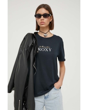 Roxy t-shirt bawełniany kolor czarny