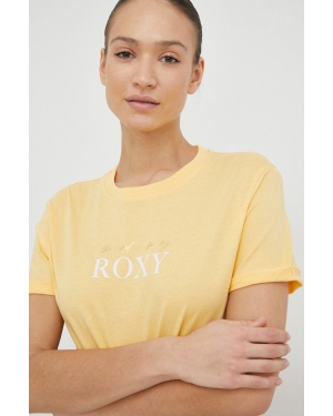 Roxy t-shirt bawełniany kolor żółty