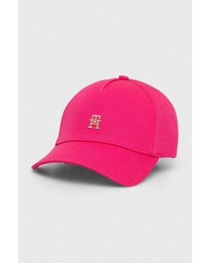 Tommy Hilfiger czapka z daszkiem bawełniana kolor różowy gładka