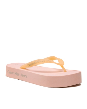 Calvin Klein Jeans Japonki Beach Sandal Flatform Logo YW0YW01092 Różowy