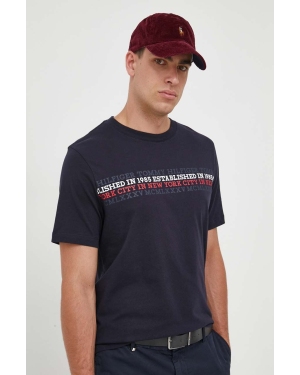 Tommy Hilfiger t-shirt bawełniany kolor granatowy z nadrukiem