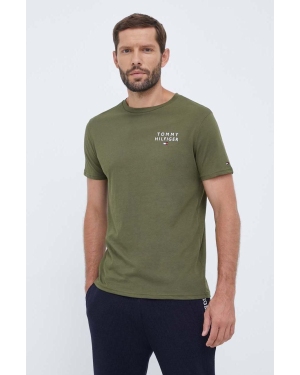 Tommy Hilfiger t-shirt lounge bawełniany kolor zielony melanżowy