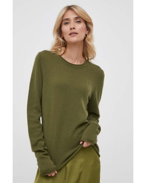 Tommy Hilfiger sweter wełniany damski kolor zielony lekki