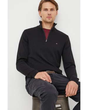 Tommy Hilfiger sweter z domieszką kaszmiru męski kolor czarny lekki z półgolfem