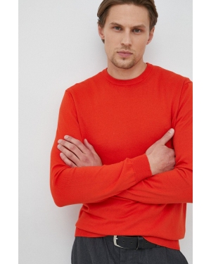 United Colors of Benetton sweter bawełniany męski kolor pomarańczowy lekki
