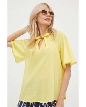 United Colors of Benetton bluzka bawełniana damska kolor żółty gładka