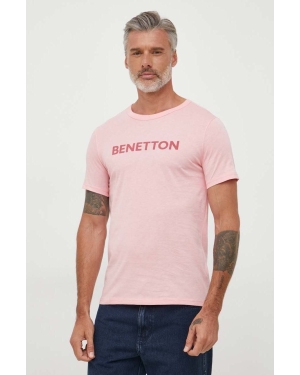 United Colors of Benetton t-shirt bawełniany kolor różowy z nadrukiem
