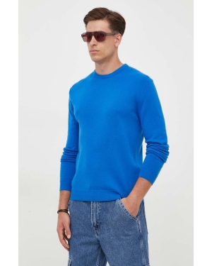 United Colors of Benetton sweter wełniany męski kolor niebieski lekki