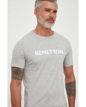 United Colors of Benetton t-shirt bawełniany kolor szary z nadrukiem
