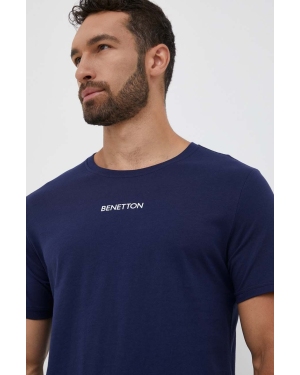 United Colors of Benetton t-shirt bawełniany kolor granatowy z nadrukiem