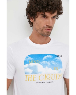 United Colors of Benetton t-shirt bawełniany kolor biały z nadrukiem