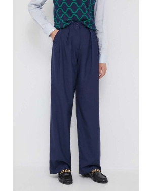 United Colors of Benetton spodnie damskie kolor granatowy szerokie high waist