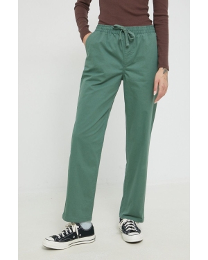 Vans spodnie damskie kolor zielony szerokie high waist