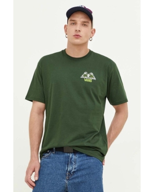 Vans t-shirt bawełniany kolor zielony z nadrukiem