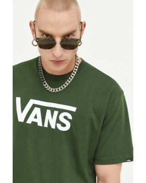Vans t-shirt bawełniany kolor zielony z nadrukiem