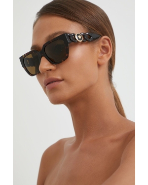 Versace Okulary przeciwsłoneczne damskie kolor brązowy