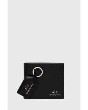 Armani Exchange portfel i brelok skórzany męski kolor czarny