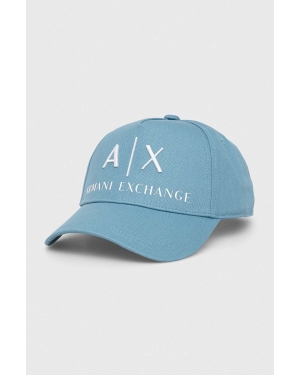 Armani Exchange czapka z daszkiem kolor niebieski z aplikacją