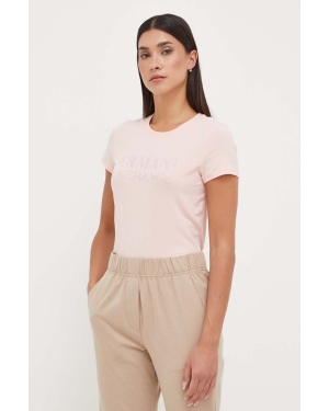 Armani Exchange t-shirt damski kolor różowy