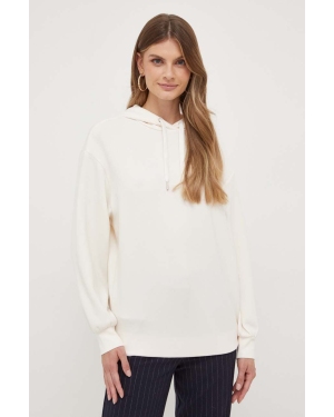 Armani Exchange bluza damska kolor beżowy z kapturem gładka