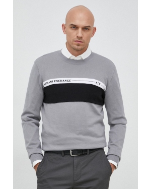 Armani Exchange sweter bawełniany męski kolor szary lekki