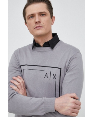 Armani Exchange sweter z domieszką kaszmiru męski kolor szary lekki