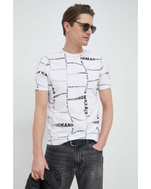 Armani Exchange t-shirt bawełniany kolor biały wzorzysty