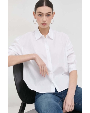 Armani Exchange koszula bawełniana damska kolor biały relaxed z kołnierzykiem klasycznym