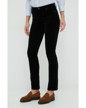 Lauren Ralph Lauren spodnie sztruksowe damskie kolor czarny proste medium waist