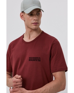 Lee T-shirt bawełniany kolor brązowy z nadrukiem