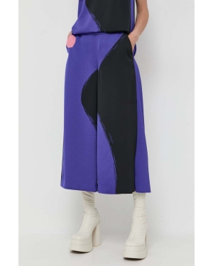 Marella spodnie damskie kolor fioletowy szerokie high waist