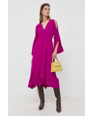 Marella sukienka z domieszką jedwabiu Robinia kolor fioletowy midi rozkloszowana