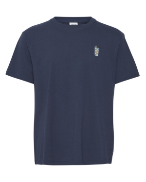 Solid T-Shirt 21107947 Granatowy Regular Fit