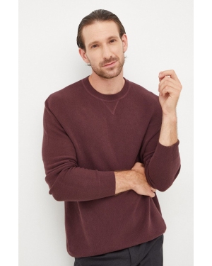 Sisley sweter bawełniany męski kolor bordowy lekki