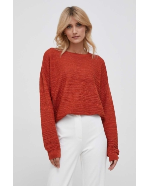 Sisley sweter damski kolor pomarańczowy lekki