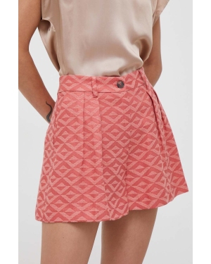 Sisley szorty damskie kolor różowy wzorzyste high waist