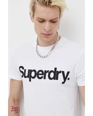 Superdry t-shirt bawełniany kolor biały z nadrukiem