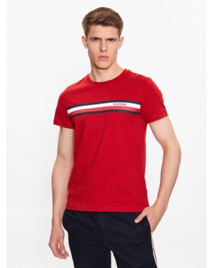 Tommy Hilfiger T-Shirt Monotype Chest Stripe MW0MW32119 Czerwony Slim Fit