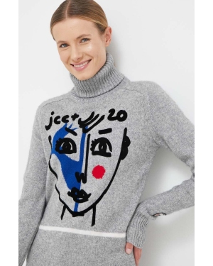 Rossignol sweter wełniany JCC damski kolor szary z golfem