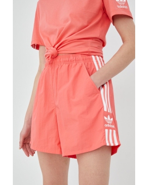 adidas Originals szorty Adicolor HF7454 damskie kolor różowy z aplikacją high waist