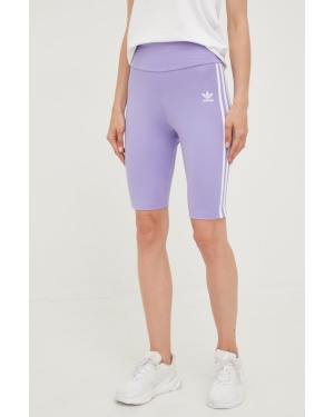 adidas Originals szorty damskie kolor fioletowy z aplikacją high waist HE0408-LPURPL